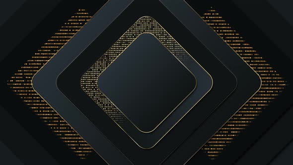 Abstract tech geometric black and gold seamless loop motion graphics.