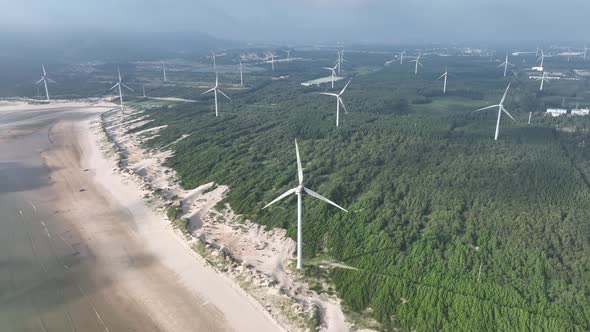 Wind Turbines in mountain during sunset