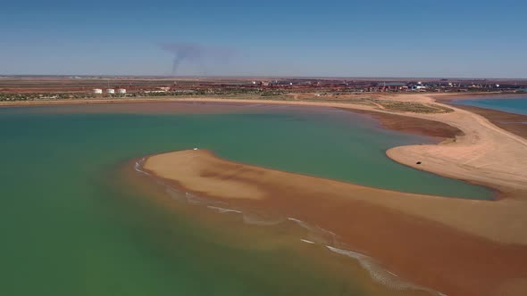 Spoil Bank Recreation Reserve Sand Bank Port Hedland, Western Australia 4K Aerial Drone