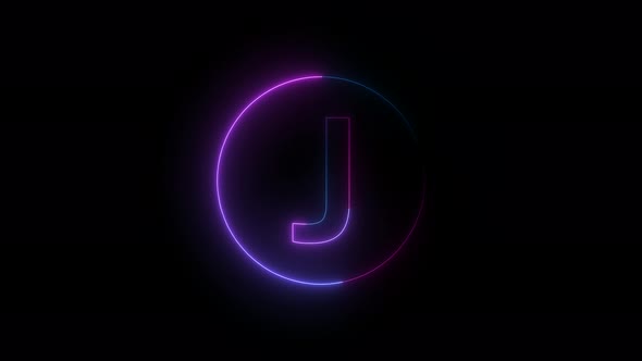 Blue Pink Neon Light J Letter logo Intro Animation