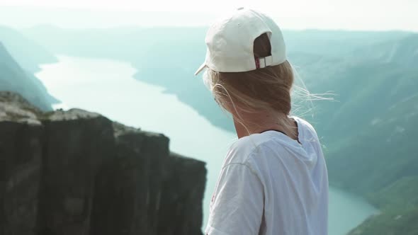 Over the Shoulder View of Preacher Pulpit Rock and Nature in the Background