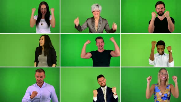  Compilation (Montage) - Group of People Rejoice - Green Screen Studio
