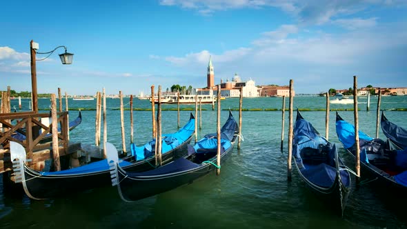 Gondolas in Lagoon of Venice, Italy