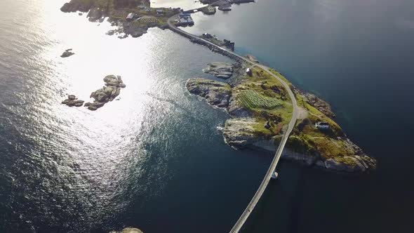 Lofoten Islands and Beach Aerial View in Norway