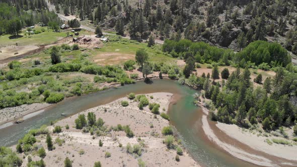 Aerial view of the West Walker River near California's Sonora Pass.