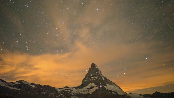 matterhorn alps switzerland mountains snow peaks ski timelapse stars night