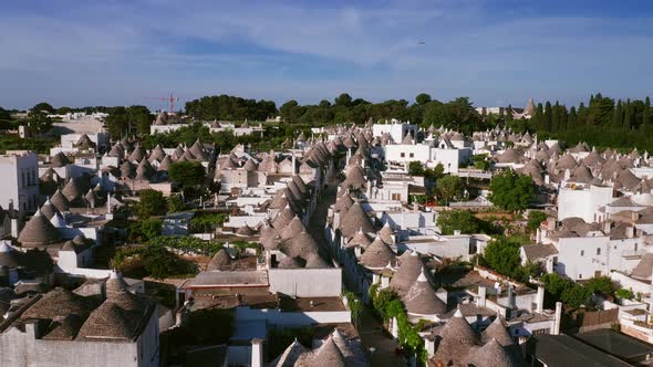 Aerial view of small town in Puglia region -  Alberobello, Italy.