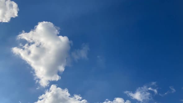 Time Lapse Clear Very Beautiful Soft Blue Sky Light White Clouds Flying Across the Bright Blue Sky