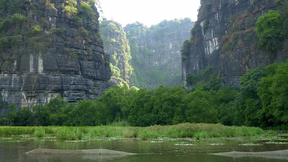 Rice paddies and rock formations near the town of Ninh Binh