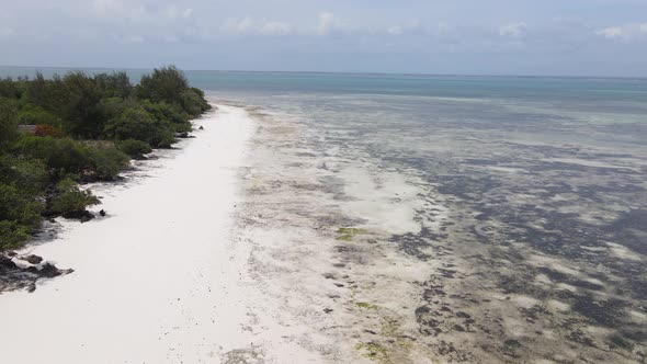 Ocean at Low Tide Near the Coast of Zanzibar Island Tanzania Slow Motion