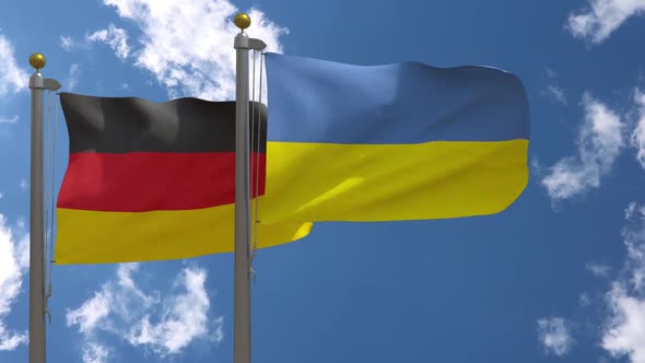 Germany Flag Vs Ukraine On Flagpole