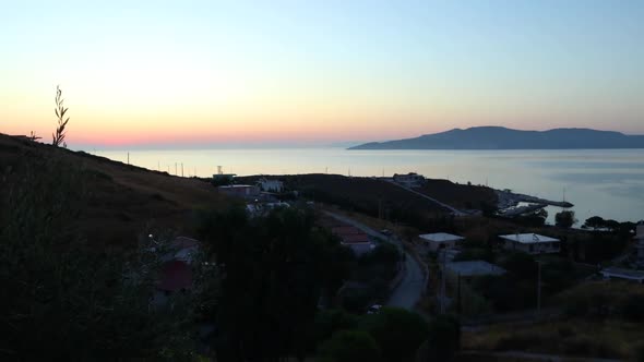 Peaceful sunrise timelapse in Greece Aegean sea