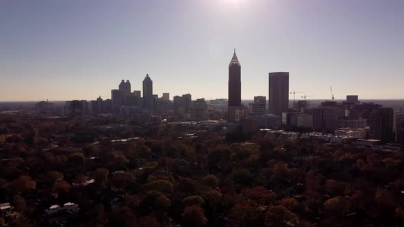 Slow Motion Aerial Approach Downtown Atlanta Ga Usa