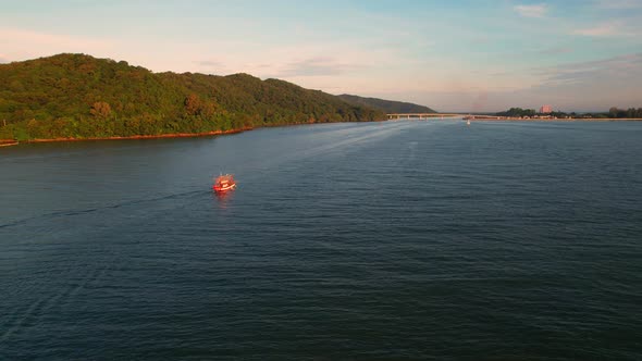 4K Aerial view of drone move on beautiful sea