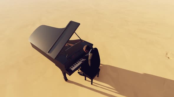 Piano Playing On The Desert