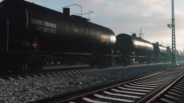 Railway Tank Cars With Oil