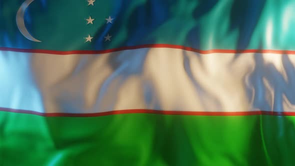 Uzbekistan Flag with Edge Bump
