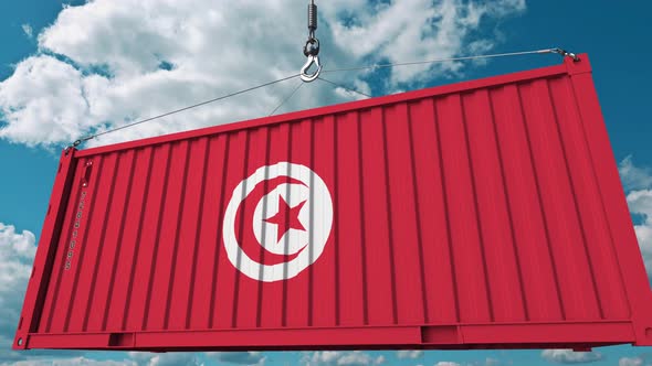 Loading Container with Flag of Tunisia