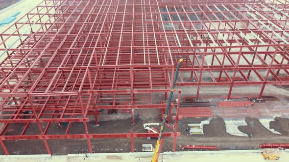 Construction Site Metal Structure Roof Beams Built Development