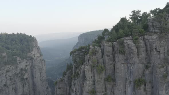 Aerial video of a Canyon in the Mountains