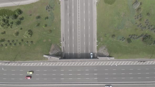 Cars on the Road Aerial View. Kyiv, Ukraine