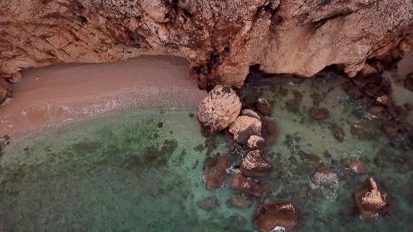 Aerial view of cliffs at Losinj coastline, Croatia.