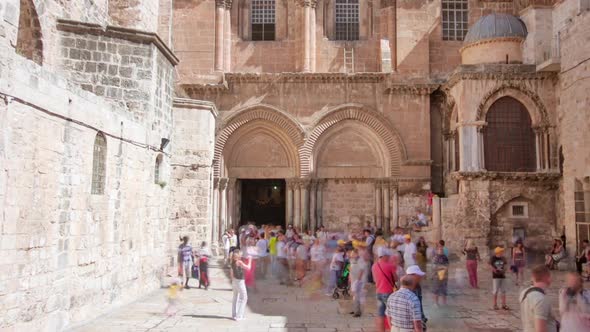 Front View of the Church of the Holy Sepulcher Timelapse Hyperlapse