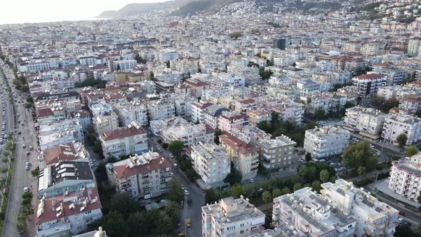 Aerial View Alanya Turkey  Resort Town Seashore