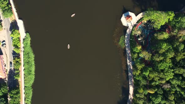 Aerial View From Drone on Svetlogorsk Town and Tikhoe Lake