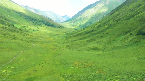 Aerial view of Bzerpi mountain in Crimea, Russia.