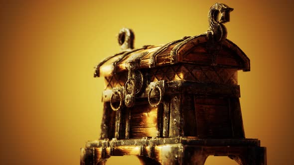 Closed Wooden Treasure Chest with Metal Clasp alt