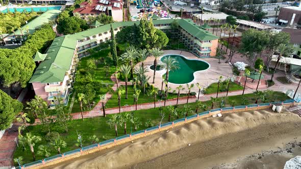 Hotels on the beach aerial view Turkey Alanya 4 K