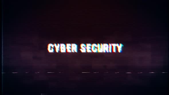 Cyber Security text with glitch retro effect alt