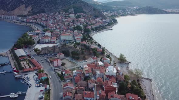 Aerial photo of Egirdir Lake Road to Green Island in Isparta 