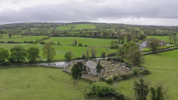 Aerial View Green Ireland Hinterland Landscape