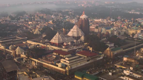 Orissa, India, Jagannath temple, 4k  aerial drone footage 