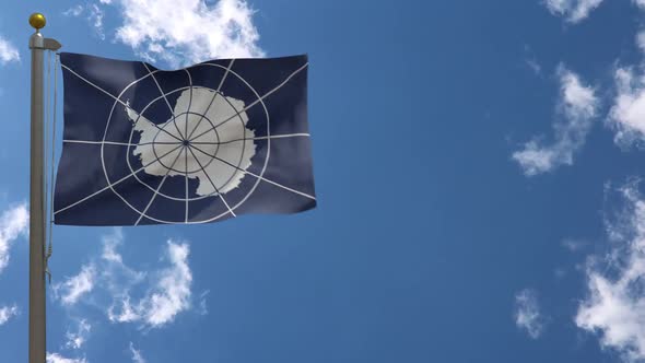 Antarctic Treaty Flag On Flagpole