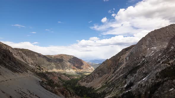 Time Lapse of the clouds above a beautiful valley near Yosemite