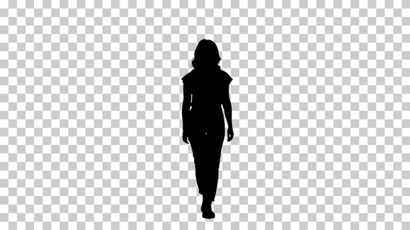 Silhouette woman walking, Alpha Channel