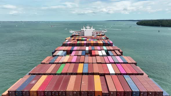 Ship Carrying Thousands of Containers Transporting International Cargo