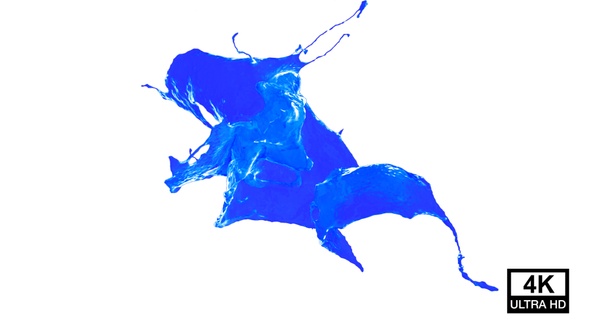 Collision Of Streaming Blue Paint Splash V7