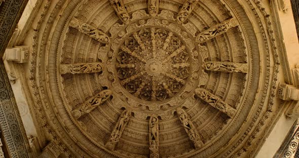 Ceiling of Iconic Ranakpur Jain Temple or Chaturmukha Dharana Vihara Mandir in Ranakpur, Rajasthan