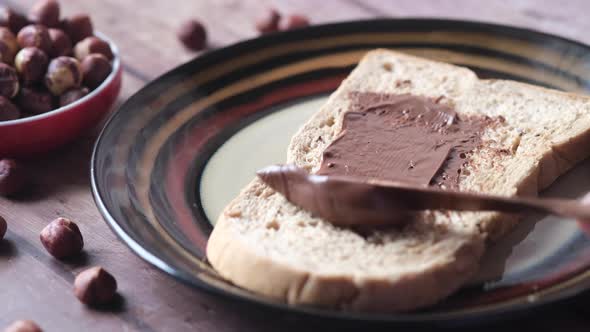 Chocolate Hazelnut Spread on Toast