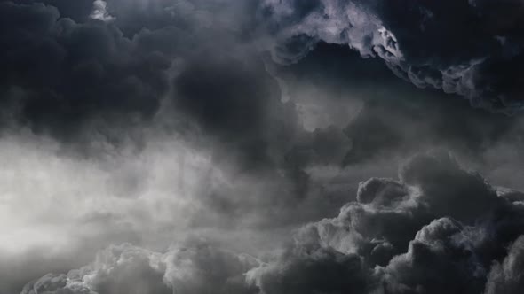 POV  thunderstorm in a dark cloud of gray, Cumulus cloud.