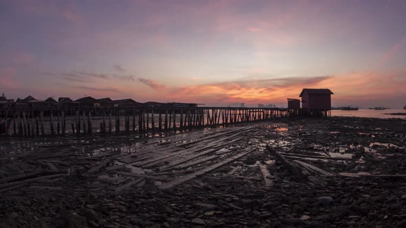 Timelapse sunrise of ebb timing at Tan jetty.