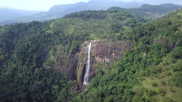 Diyaluma falls waterfall in  Sri Lanka.