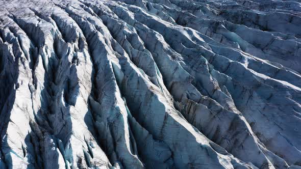 Slow drone shot focusing on a glacier in Iceland. 4K