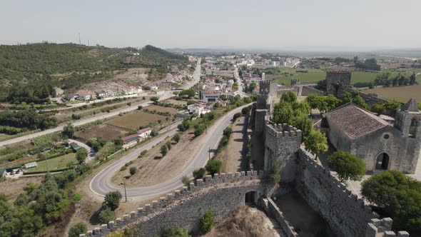 Castle of Montemor-o-Velho, Portugal. Fly over fortified walls and towers of this medieval fortress.