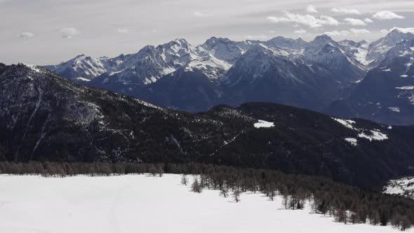 Aerial View of Snowcovered Mountains