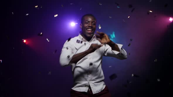 Young African-American Man Is Dancing and Having Fun